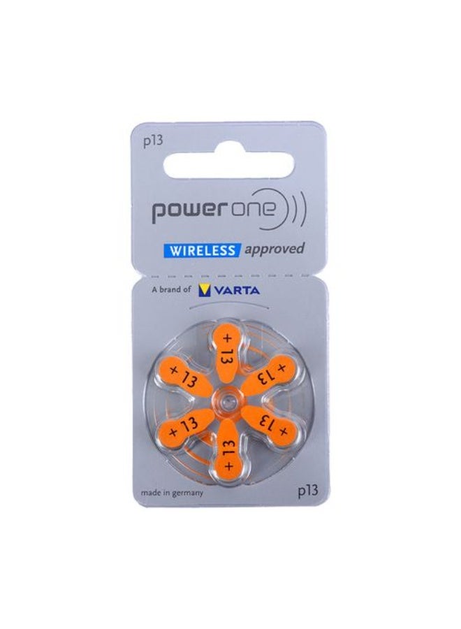 Power One 1.45V Hearing Aid Batteries - Pack Of 6 Pieces, P13